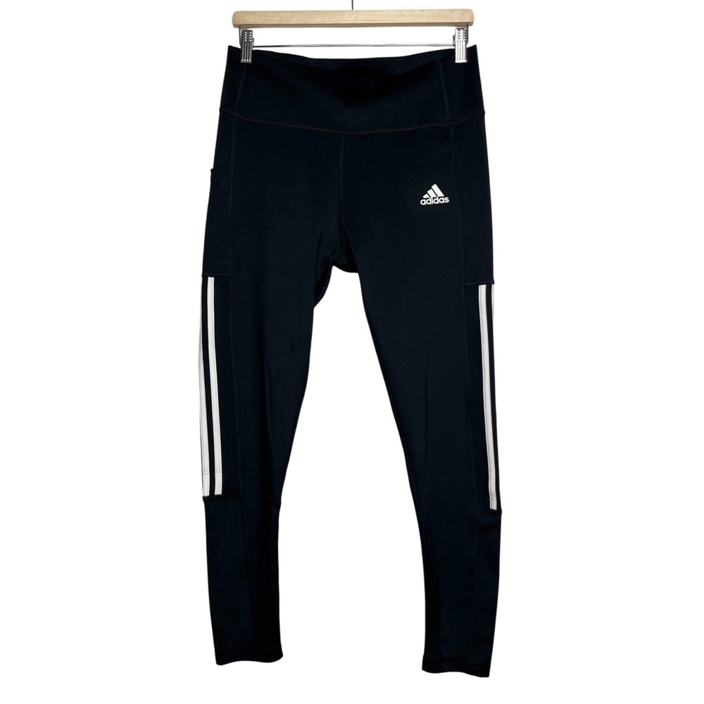 Adidas Primegreen Aeroready Black‎ Leggings 3-Stripe Side Pocket Womens Large